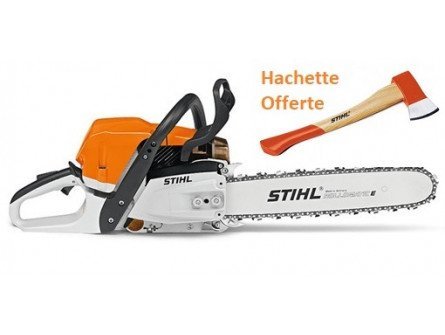 TRONÇONNEUSE STIHL MS 362 C-M AVEC 2 CHAINES D’ORIGINE ET UNE HACHETTE DE BUCHERON STIHL AX6